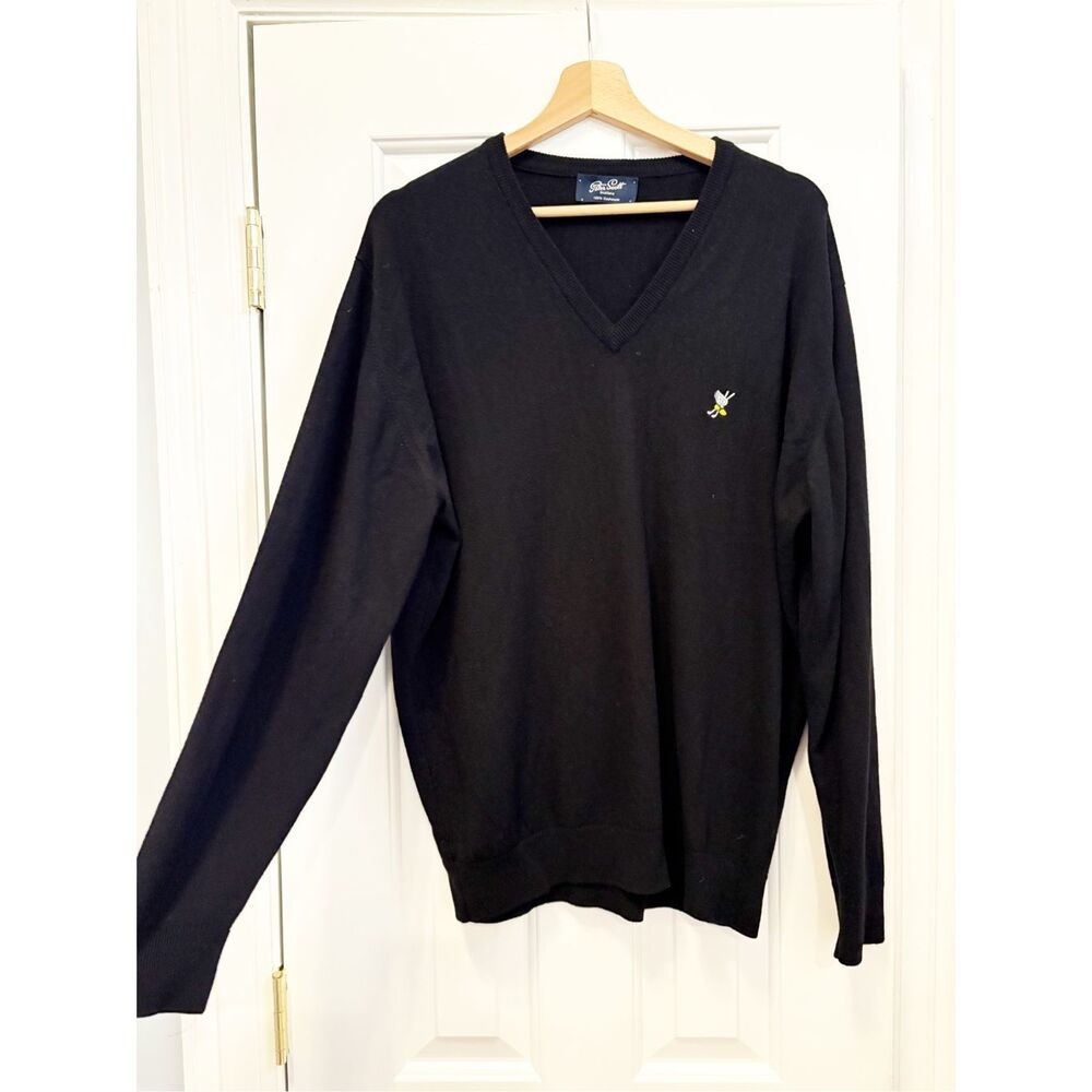 Peter Scott 100% Cashmere V Neck Sweater XL Winged Foot Golf Course